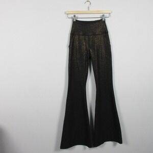 Beyond Yoga SoftShine All Day Flare Pants Women XS Black Gold Party Chic 316